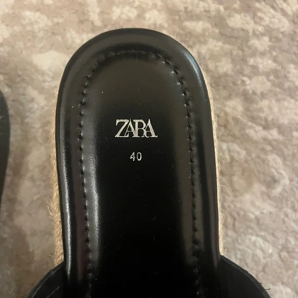 Zara Black Buckle Strap Platform Espadrilles Women's Sandals size 9 - Picture 5 of 5